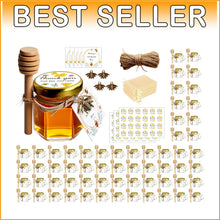 Load image into Gallery viewer, Elegant 1.5 oz Honey Jars with Gold Lids &amp; Wood Dippers for Celebrations