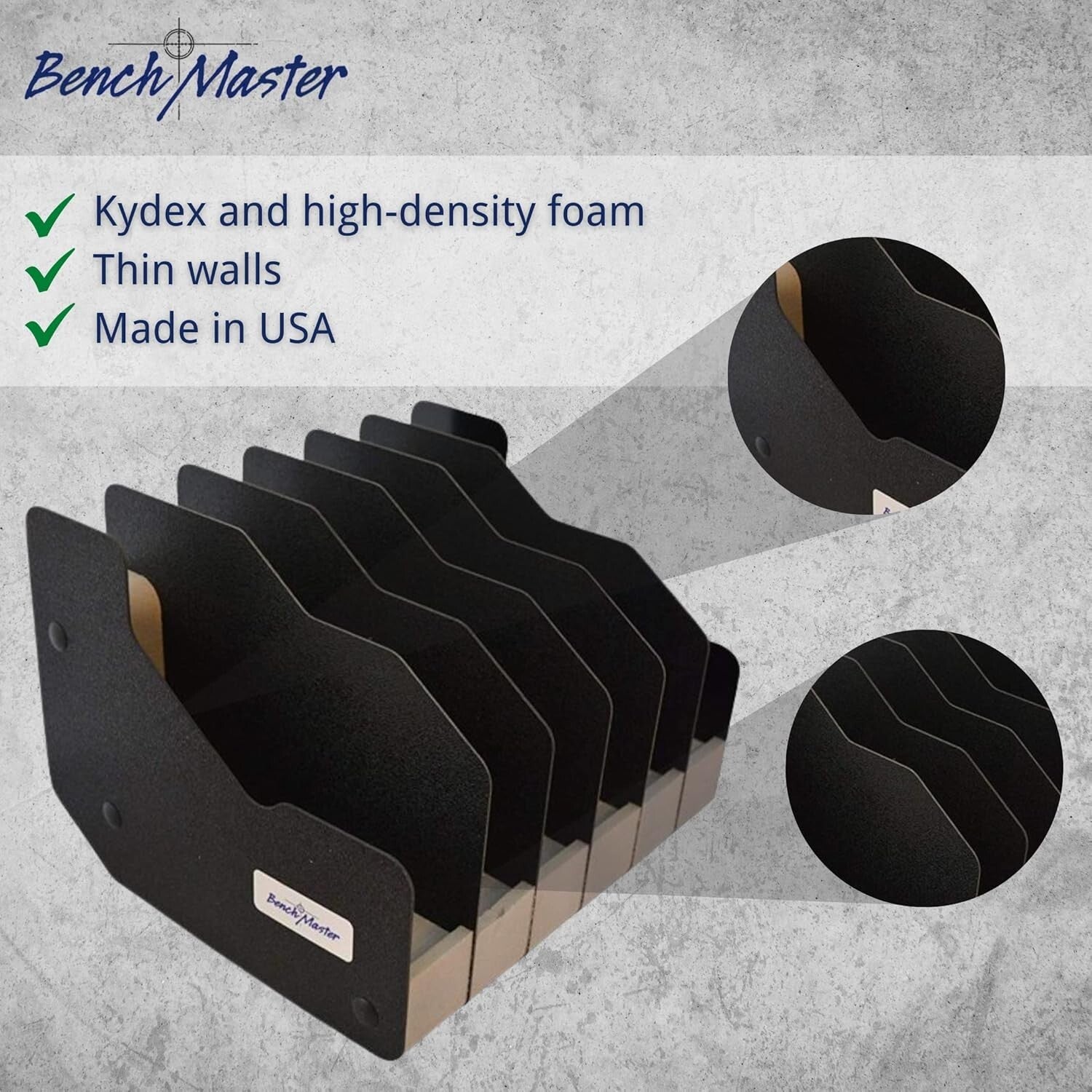 Elegant Pistol Holder: Secure Kydex & Foam Rack for 6 Firearms - Made in USA