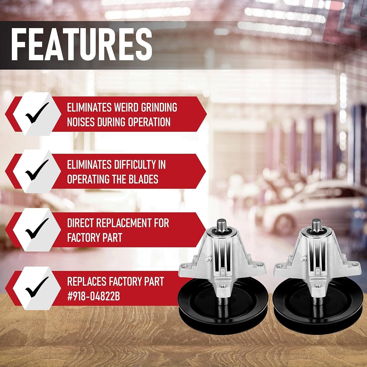 2-Pack Replacement Spindle Assembly with Pulley for 42" Mowers - OEM Compatible