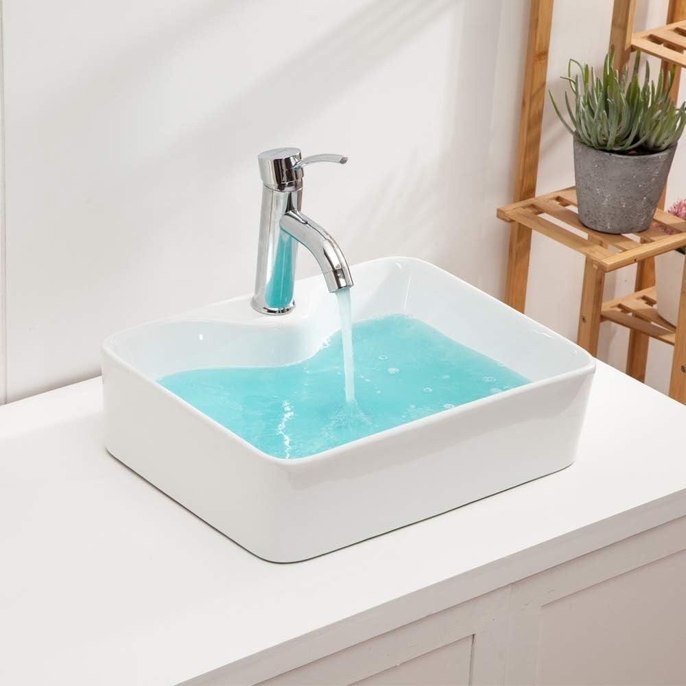 Contemporary White Vessel Sink 19"x15" with Faucet Opening - Effortless Elegance