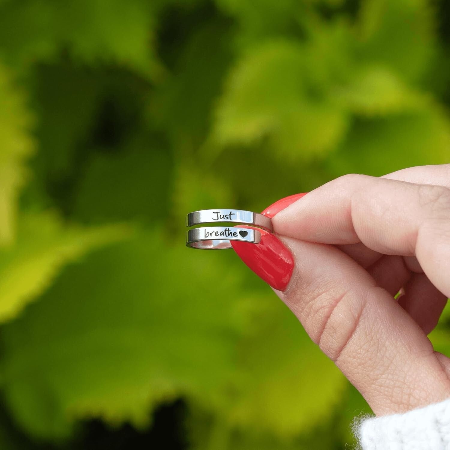 Stylish Just Breathe Ring – Adjustable and Skin-Friendly Stainless Steel Jewelry