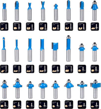 Load image into Gallery viewer, 24-Piece 1/2 Inch Shank T Shape Router Bits Set for Commercial &amp; DIY Users