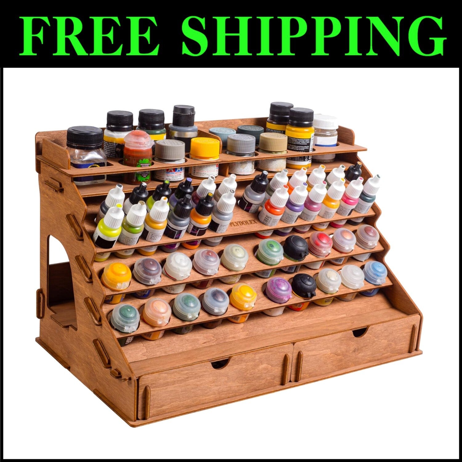 58-Hole Paint Organizer: Removable Shelf & Stands for Miniature Painting