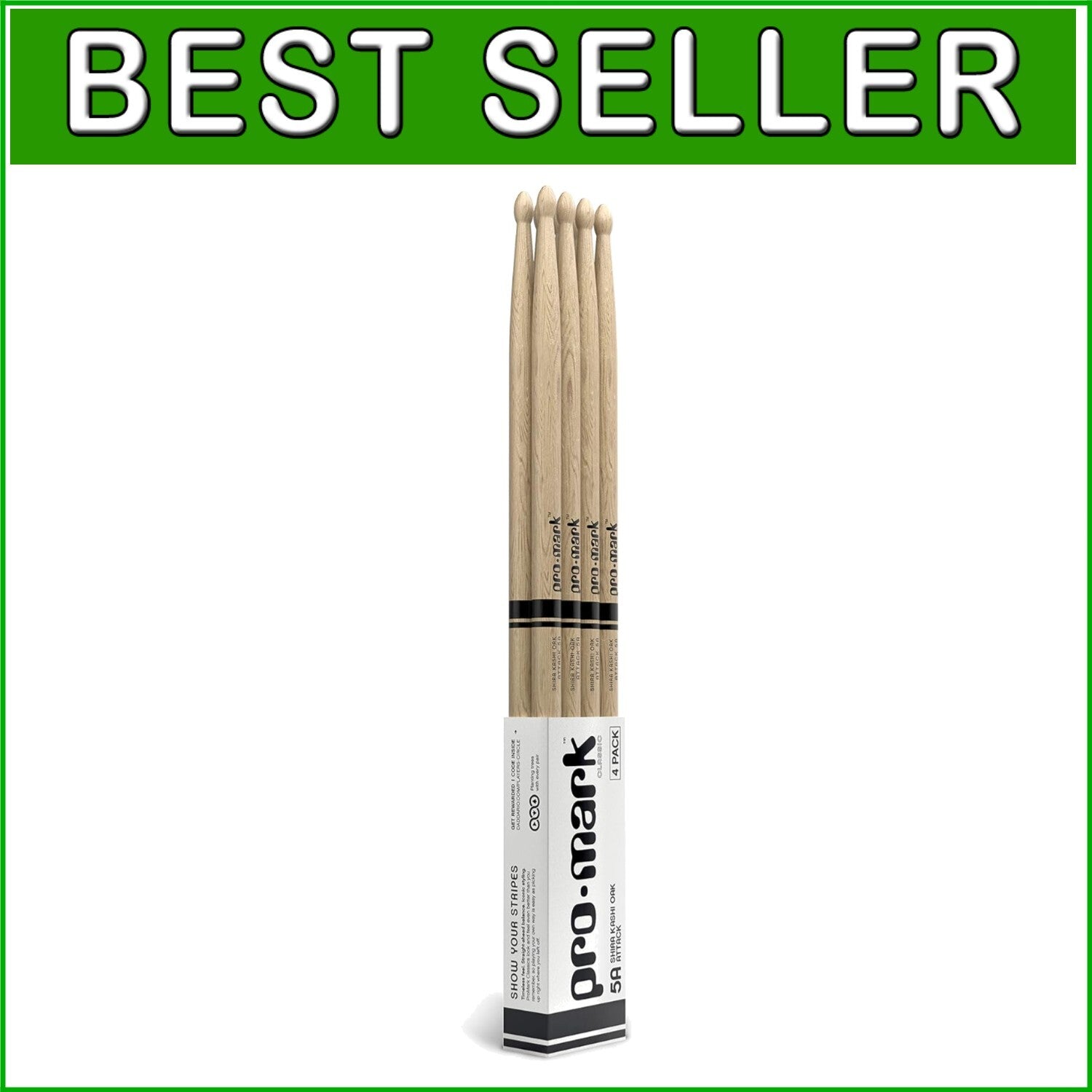 Durable Shira Kashi Oak Classic 5A Drumsticks - Perfect for Every Musician