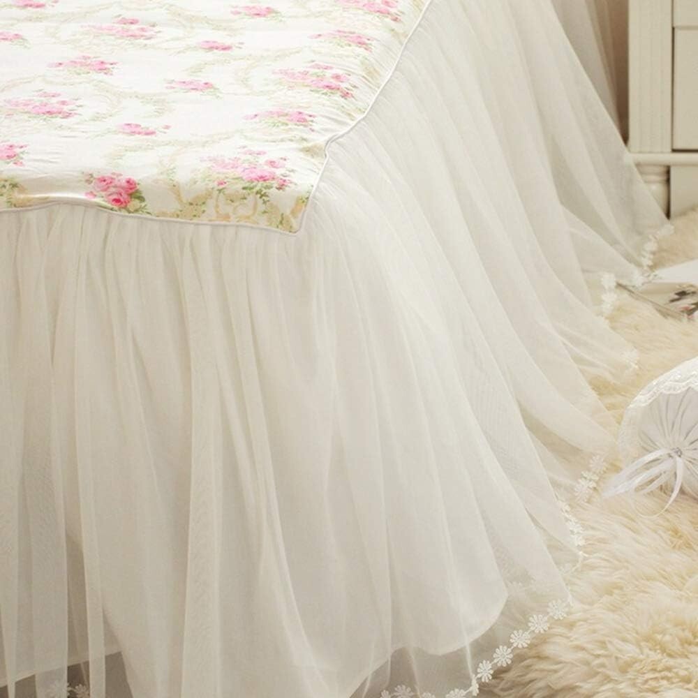 Chic Full Bed Skirt with 18 Inch Drop - Ruffled Cotton Lace & Floral Design