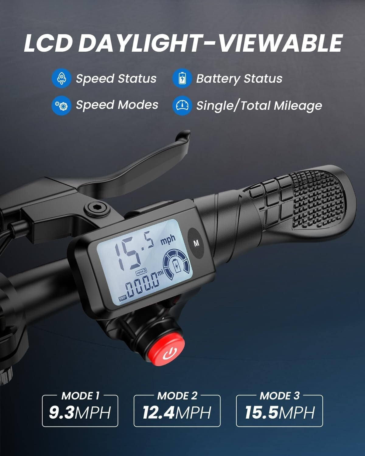 Adjustable-Cushioned Electric Scooter with Digital Display & 265 lbs Capacity