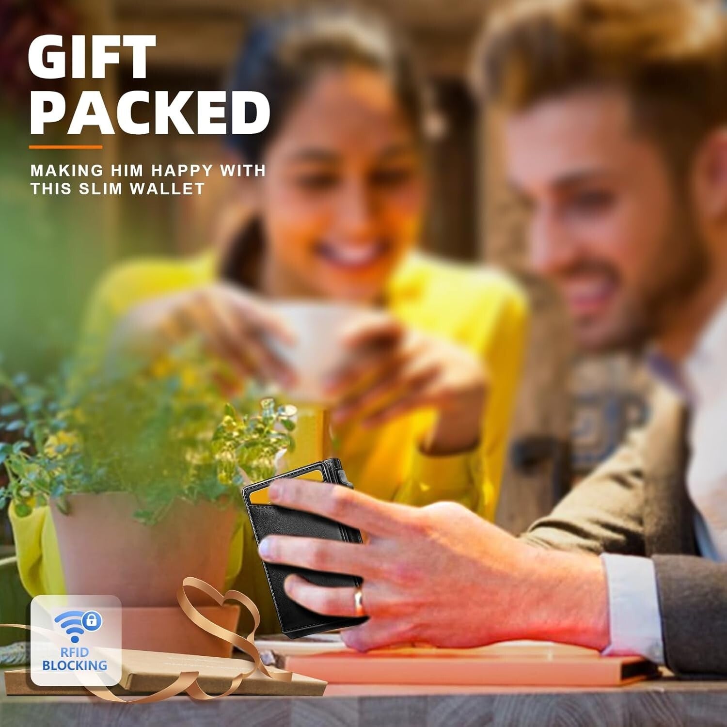 Functional Men's Wallet: Carbon Fiber Slim Wallet with Flipping Leather Case