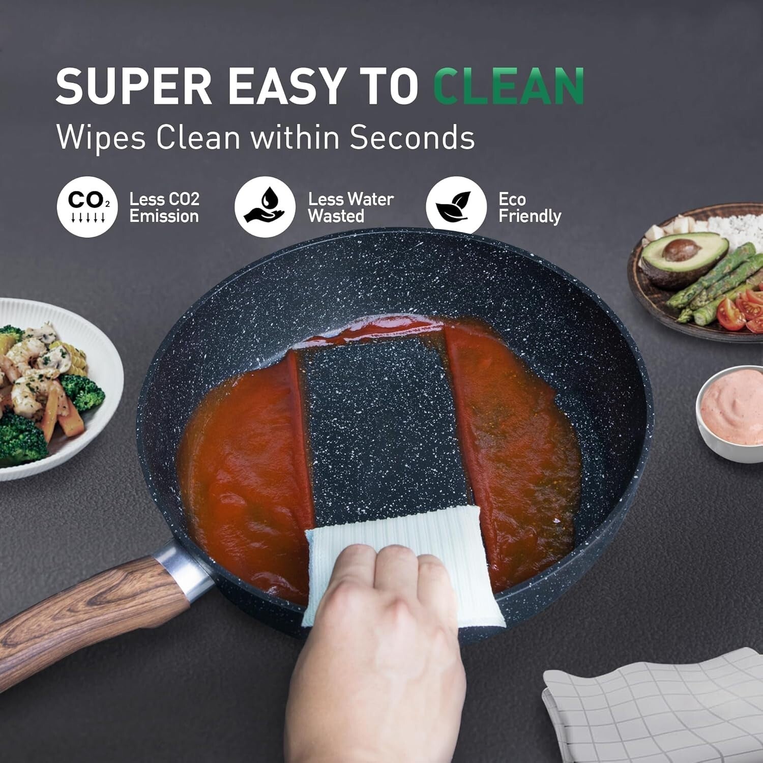 Healthy Cooking Essentials - Induction 12-Piece Granite Non-Stick Pots & Pans