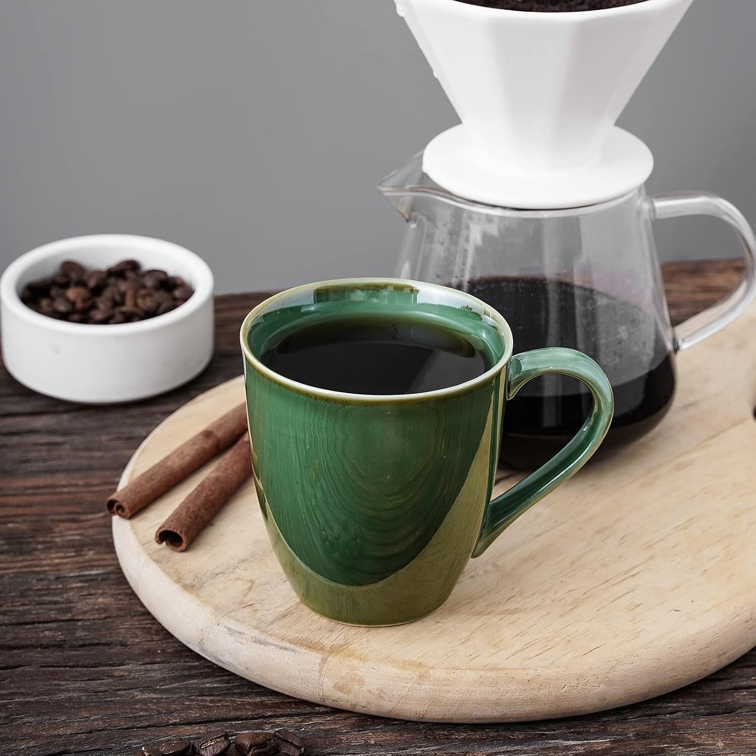 Chic 12 oz Stackable Coffee Mugs - Dishwasher & Microwave Safe, Unique Glaze