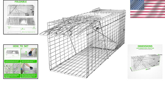 Compact 32" Heavy Duty Animal Trap - Capture Stray Cats, Raccoons, and More