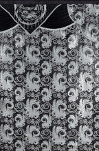 Load image into Gallery viewer, Jacquard Paisley Black Window Curtain Set – 55x84 Panels with Easy Rod Pocket