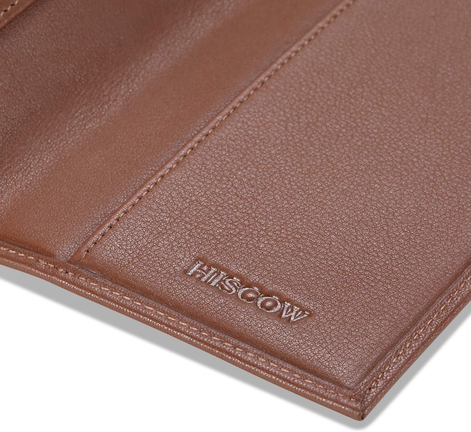 Elegant Full-Grain Calfskin Checkbook Holder with Plastic Divider - Cognac