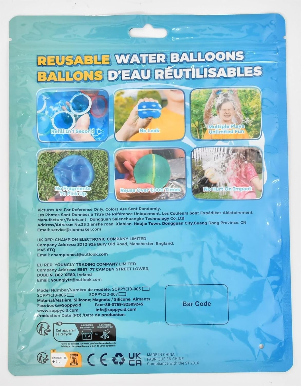 18-Pack Reusable Water Balloons with Easy Fill Technology - Summer Fun for Kids