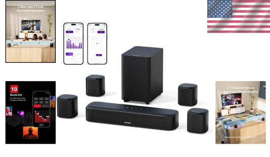 Premium 7.1ch Virtual Soundbar with 4 Adjustable Speakers for Enhanced Immersion