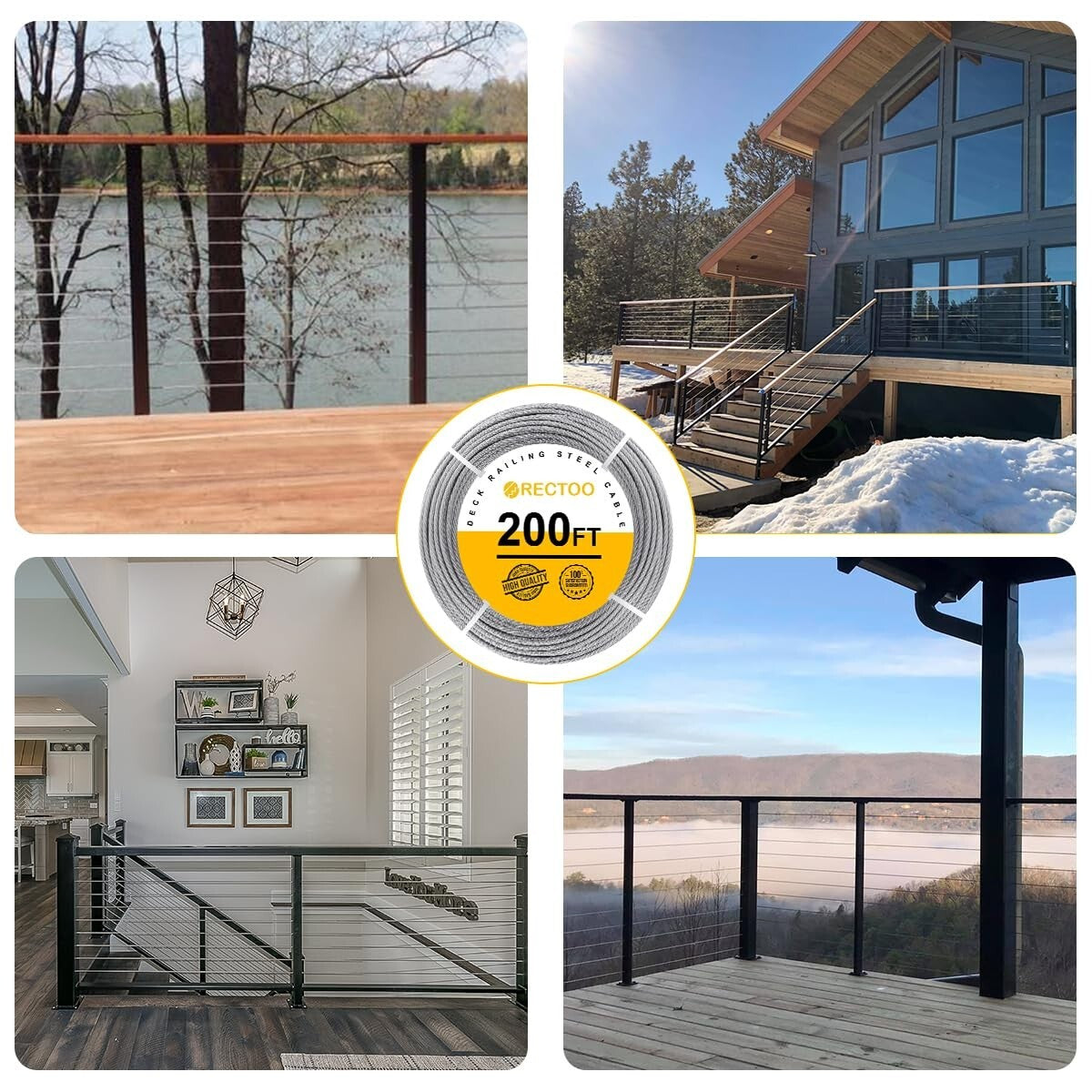 7x7 Stainless Steel Wire Rope - 1800 lbs Strength, Ideal for Deck Railing Use