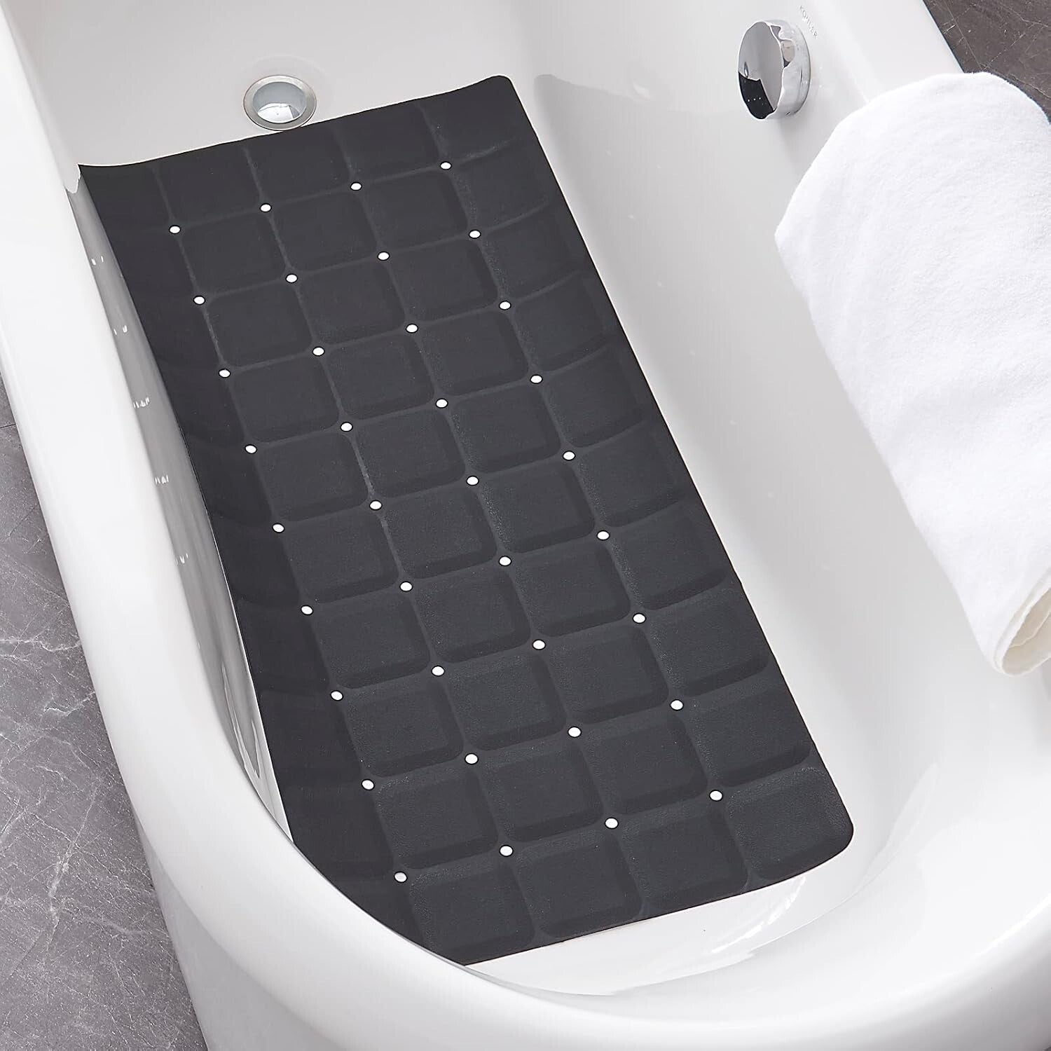 Durable Heavy Duty 35.8” Silicone Bath Mat - Foldable Lightweight Comfort