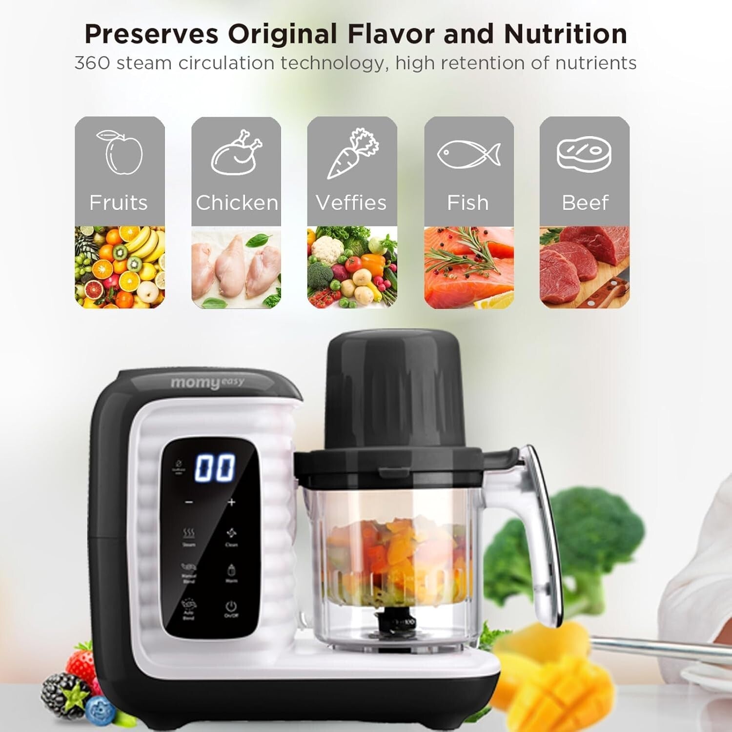 All-in-One Baby Food Maker: Steamer, Chopper & Warmer with Nutrient Preservation
