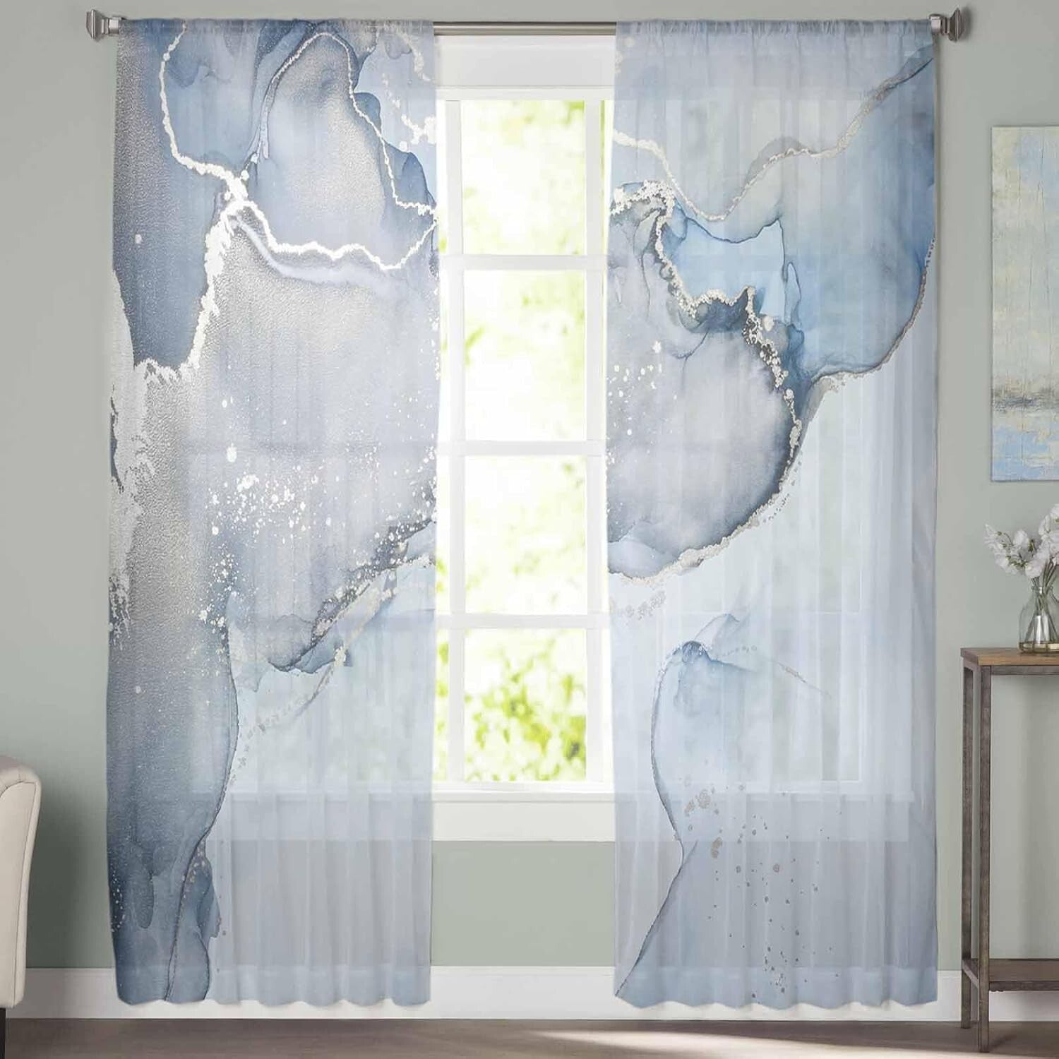 Contemporary Marble Textured Sheer Curtains – 63 Inches, Ideal for Every Room