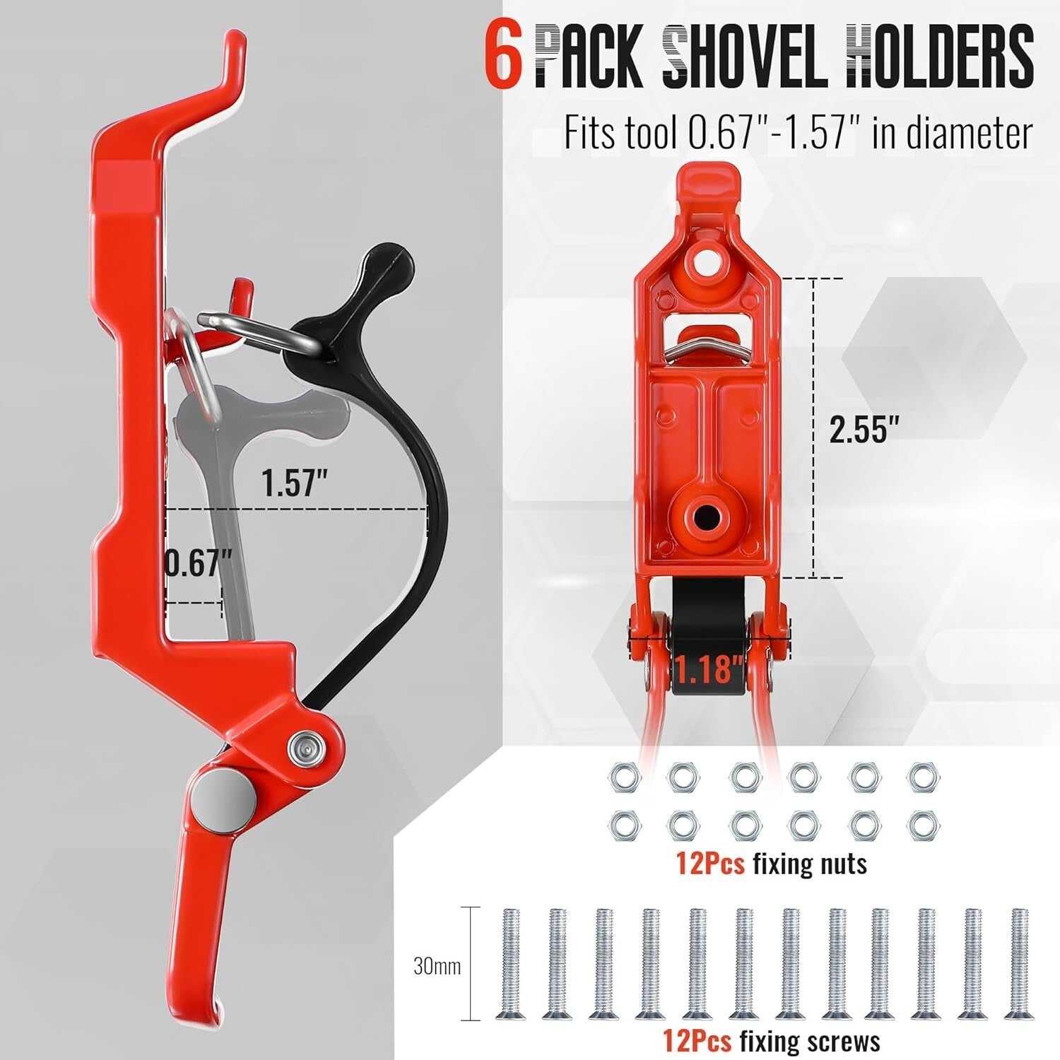 Durable 6-Piece Shovel Mounts for Trucks - Versatile Roof Rack Storage Solution