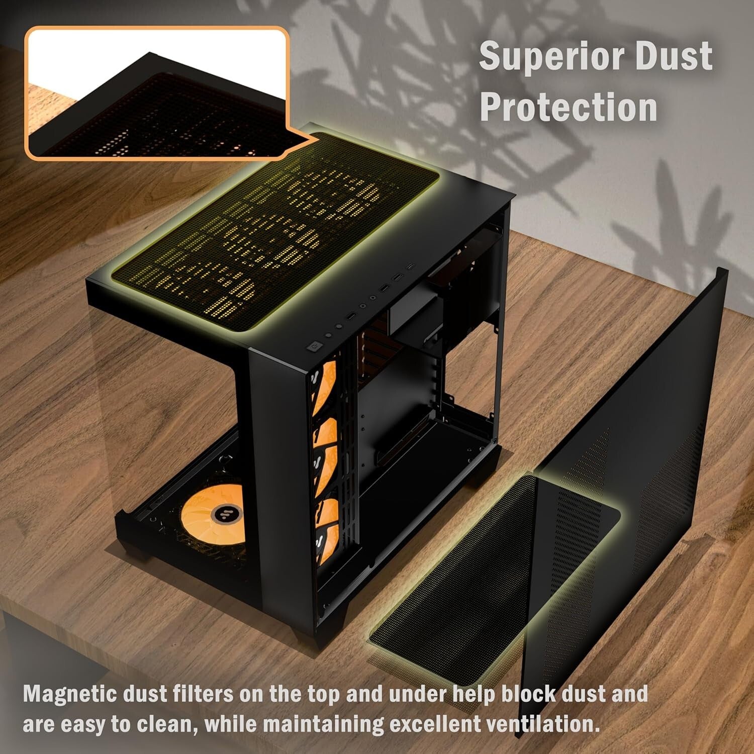 Efficient Mid-Tower Gaming Case: 9 ARGB Fans, Dual Glass, 360mm Radiator Support