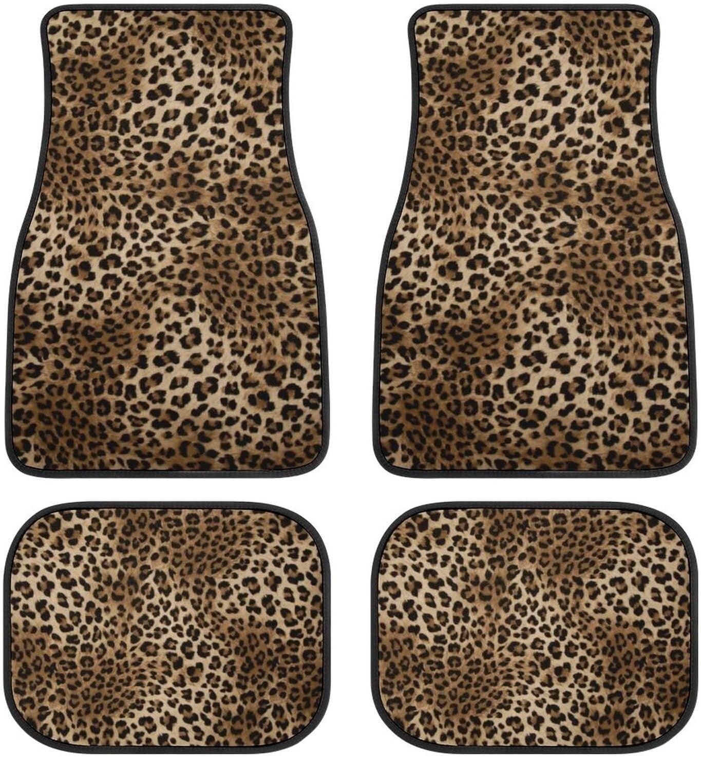 Stylish Leopard Print Car Floor Mats Set of 4 - Universal Fit for All Vehicles