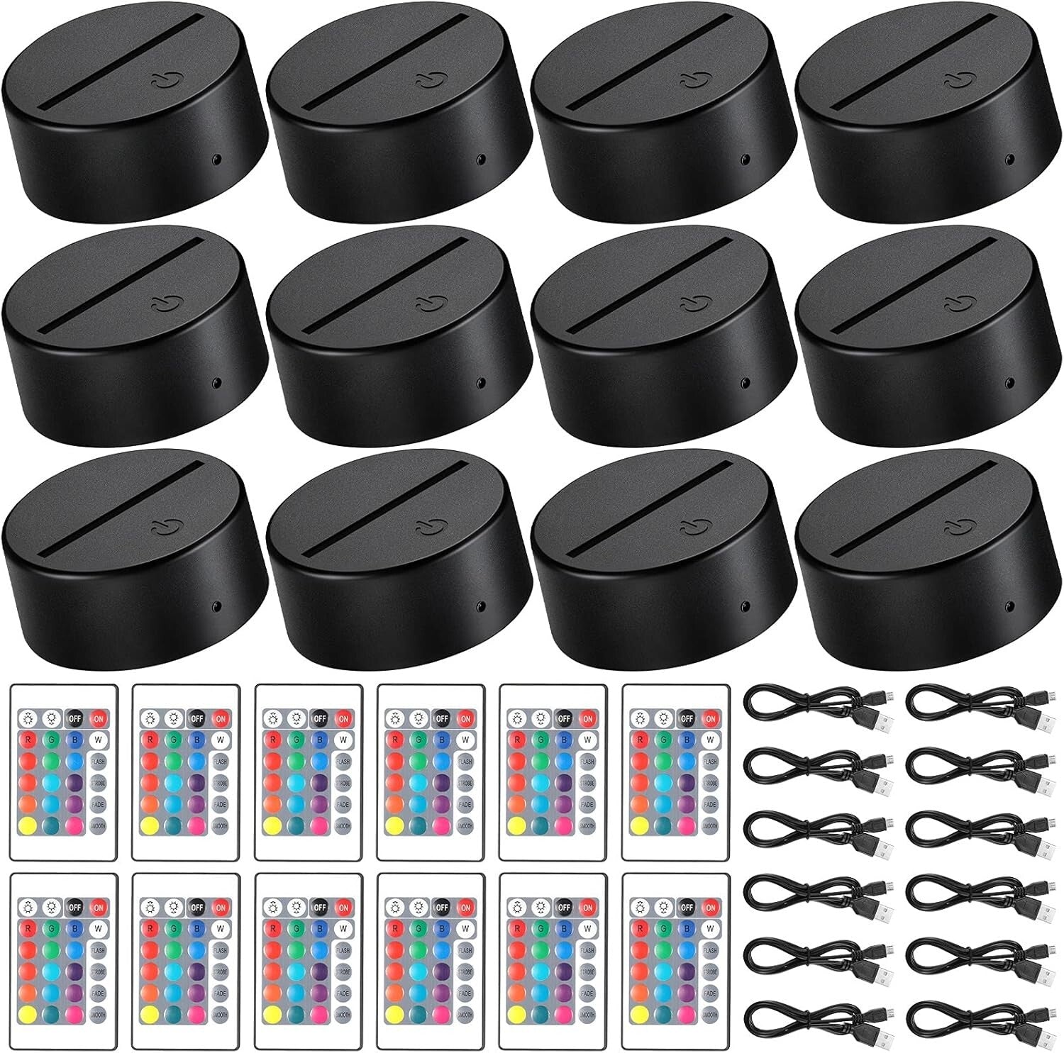 16-Color Remote Control LED Light Display Base for Acrylic Art - USB & Battery