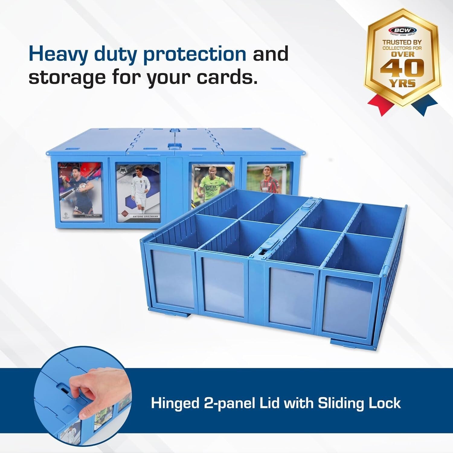 Blue Collectible Card Bin Set - Holds 3200 Cards Each with Custom Dividers