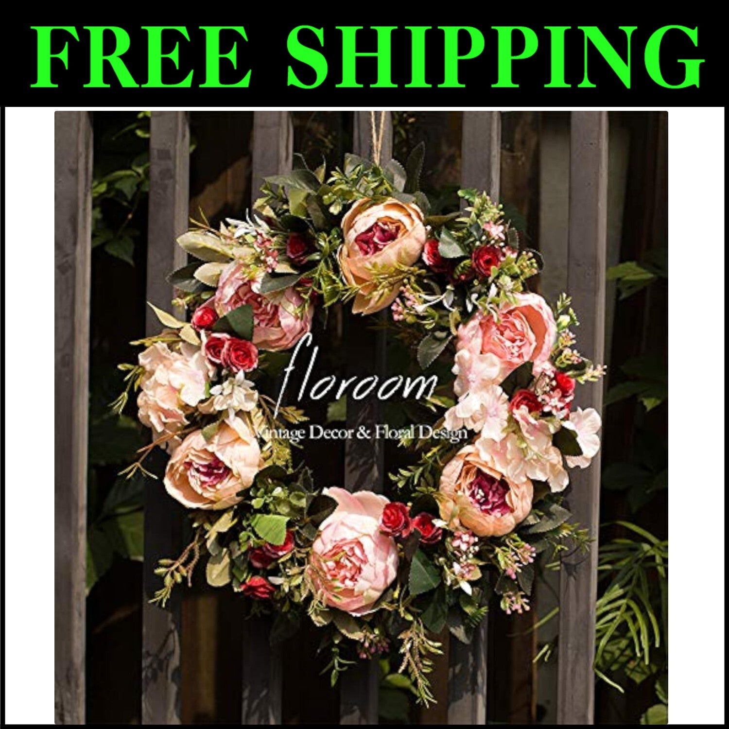 Durable 15.5''-16'' Flower Wreath - Elegant Spring and Summer Door Accessory