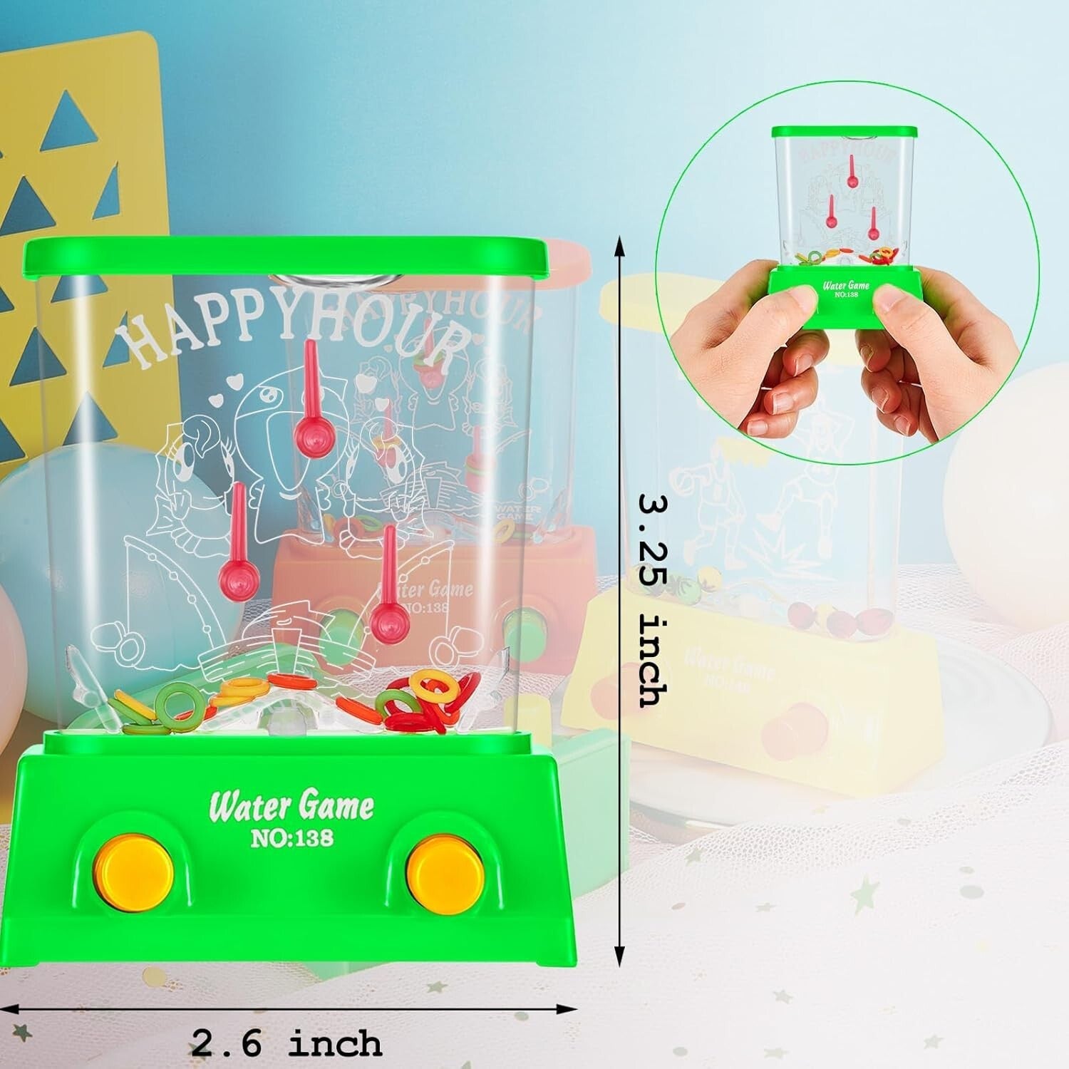 60 Retro Water Ring Toss Games - Portable Mini Arcade Toys for All Ages