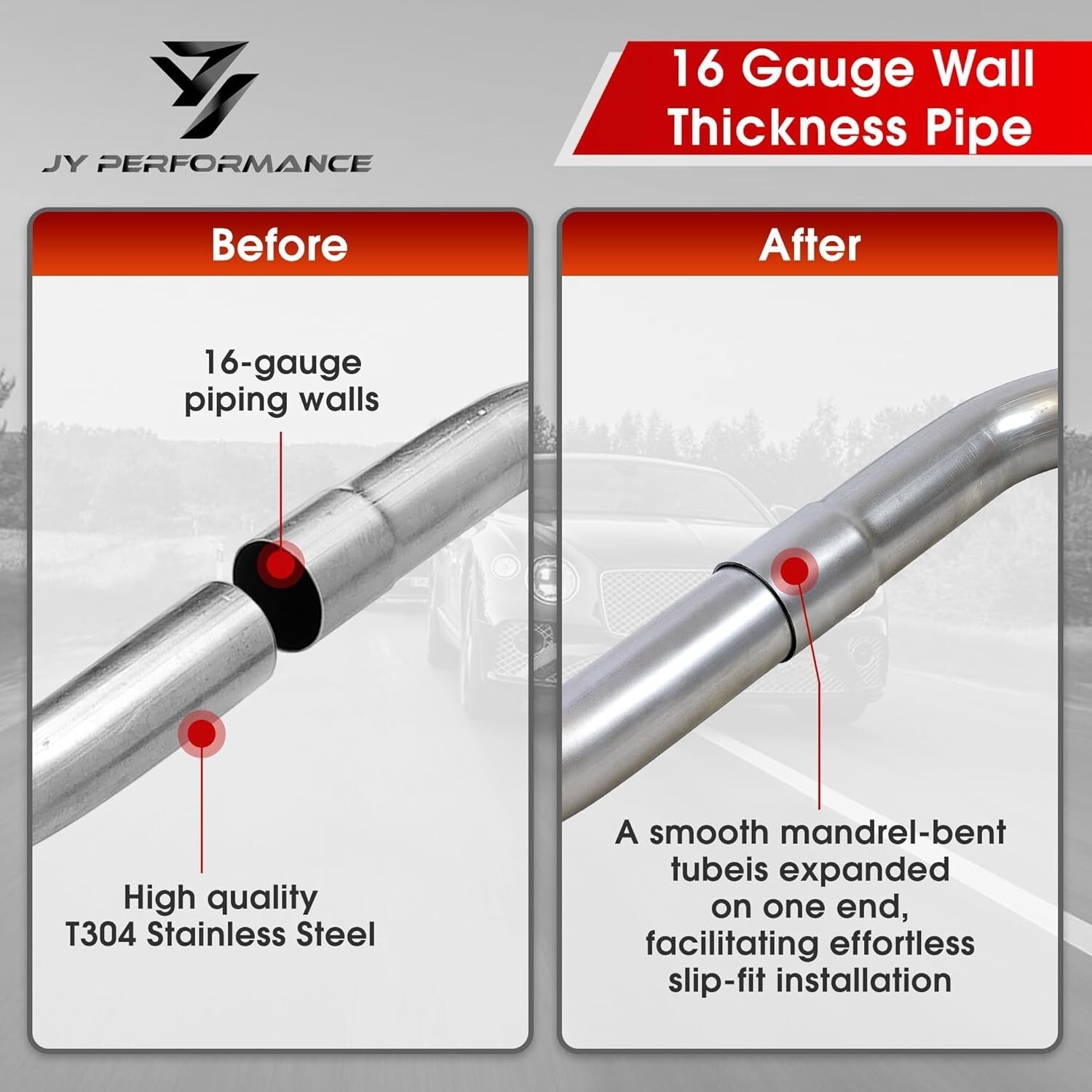 Custom 3" T304 Stainless Steel Exhaust Pipe Kit - 16G, 8 PCS with Mandrel Bends