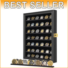 Load image into Gallery viewer, Elegant Wall-Mountable Display Cabinet for Military Coins &amp; Collectibles - Black