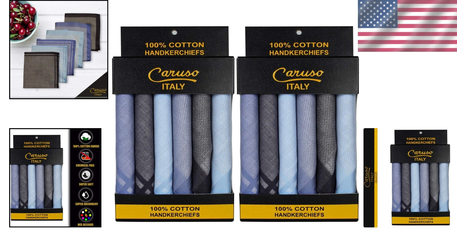 Elegant Ultra-Absorbent Cotton Handkerchiefs - Large 50cm x 50cm Size Set