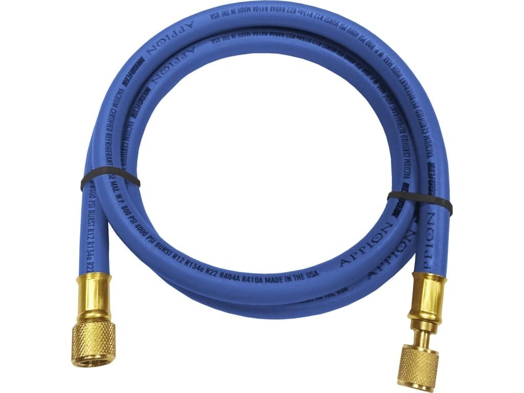 6' Vacuum Certified 3/8" Diameter Refrigerant Hose - Ultra-Flexible Blue Rubber
