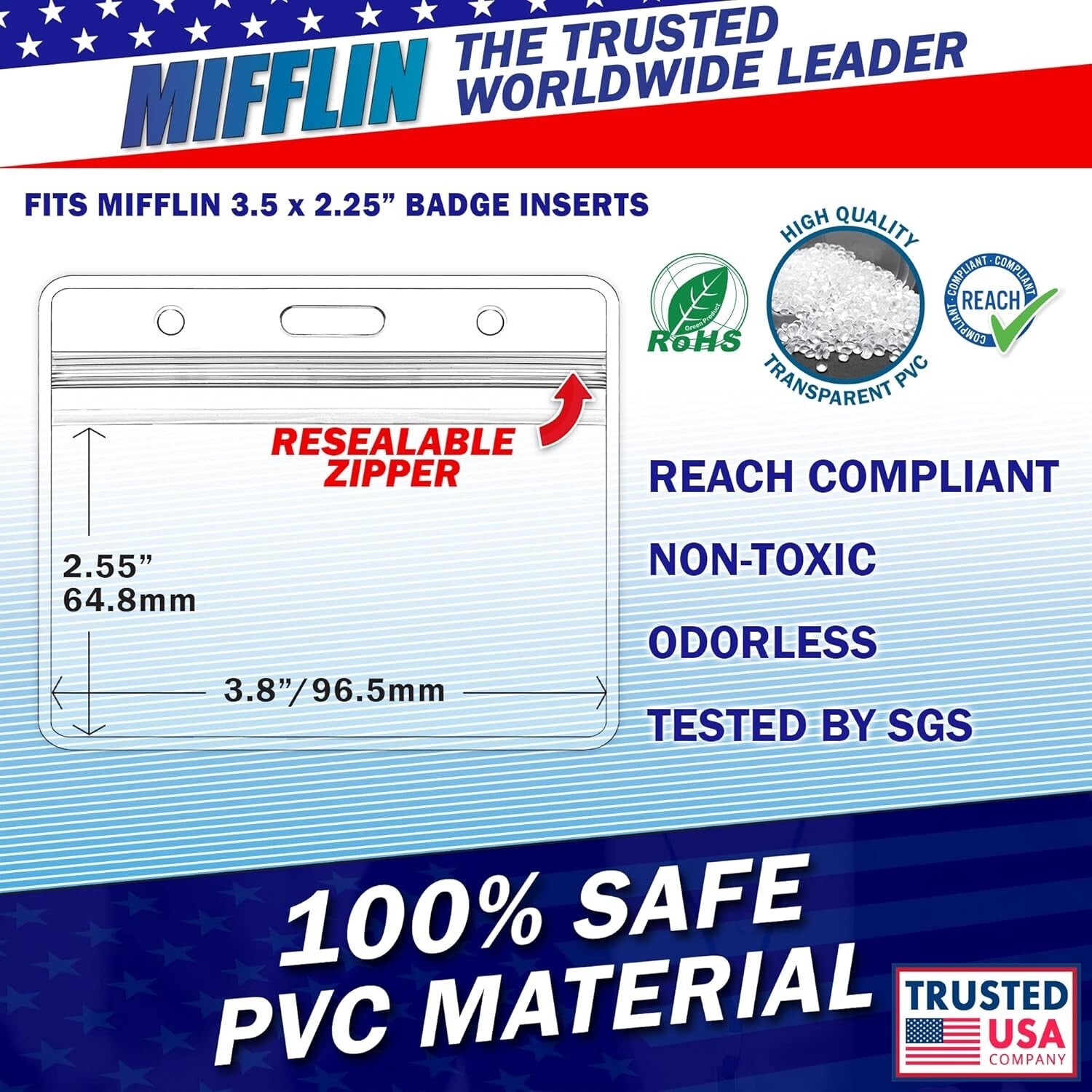 Clear Waterproof ID Badge Holder, 1000 Pack, 3.5x2.25 Inches - Heavy Duty Vinyl