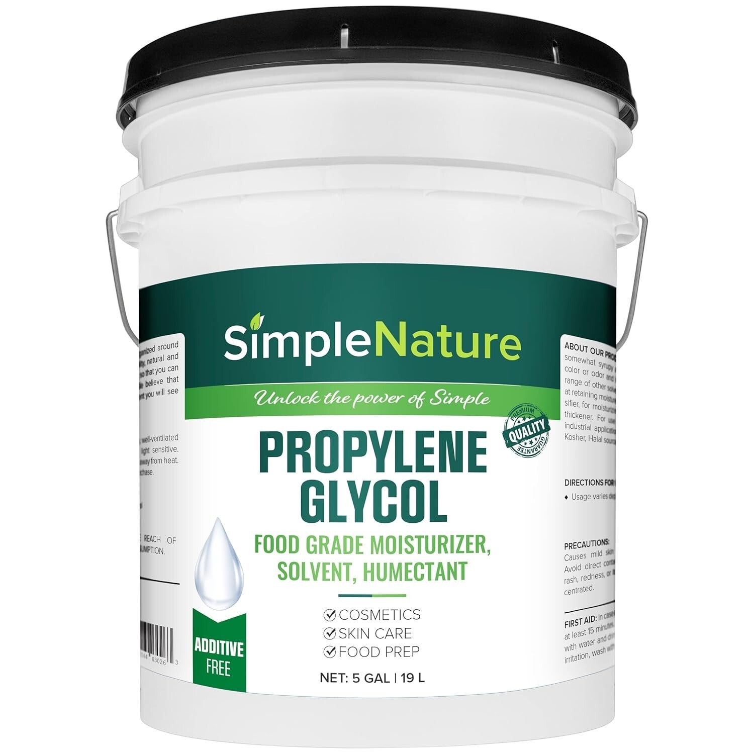 Sourced Food Grade Propylene Glycol - 99.9% Purity - 5 Gallons for Crafts & Care