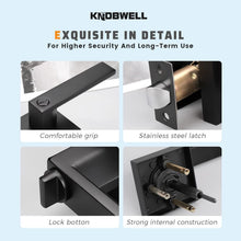 Load image into Gallery viewer, Durable Zinc Alloy Matte Black Door Handles - 4 Pack for Bedrooms &amp; Bathrooms