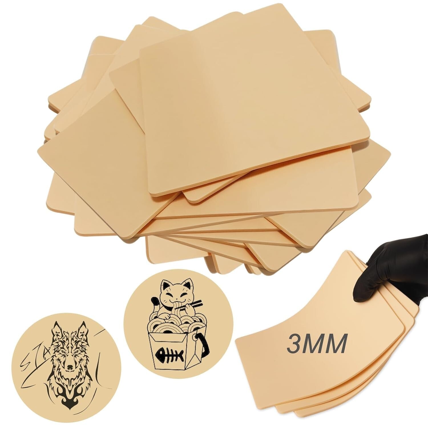 Water Resistant 3MM Tattoo Practice Skin - 20PCS for Creative Expression