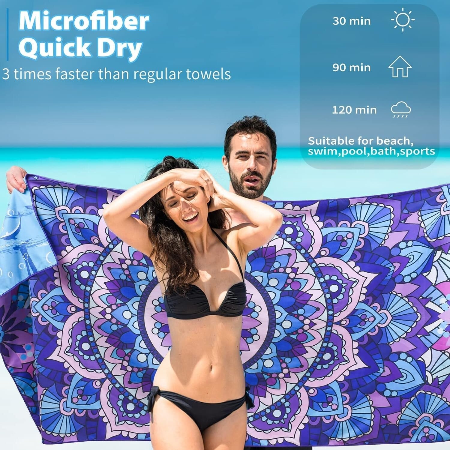 6-Pack Oversized Microfiber Beach Towels - Quick Dry & Sand-Free Essentials