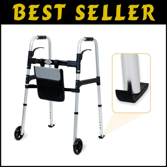 Lightweight Mobility Walker with Glide Skis and Storage Basket - Silver Design