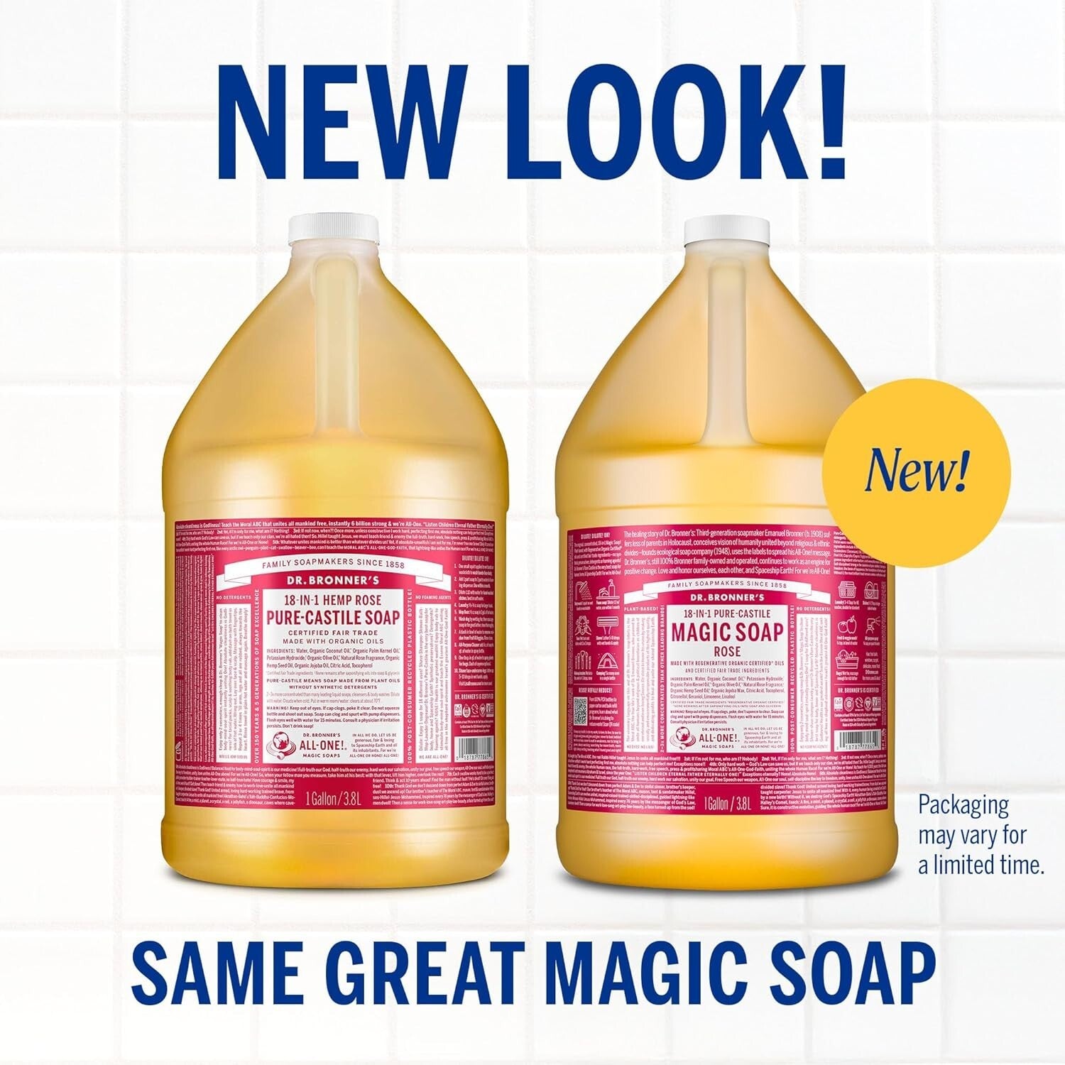 1 Gallon Magic Soap Pure-Castile Liquid Soap Rose - Organic, Vegan & Versatile