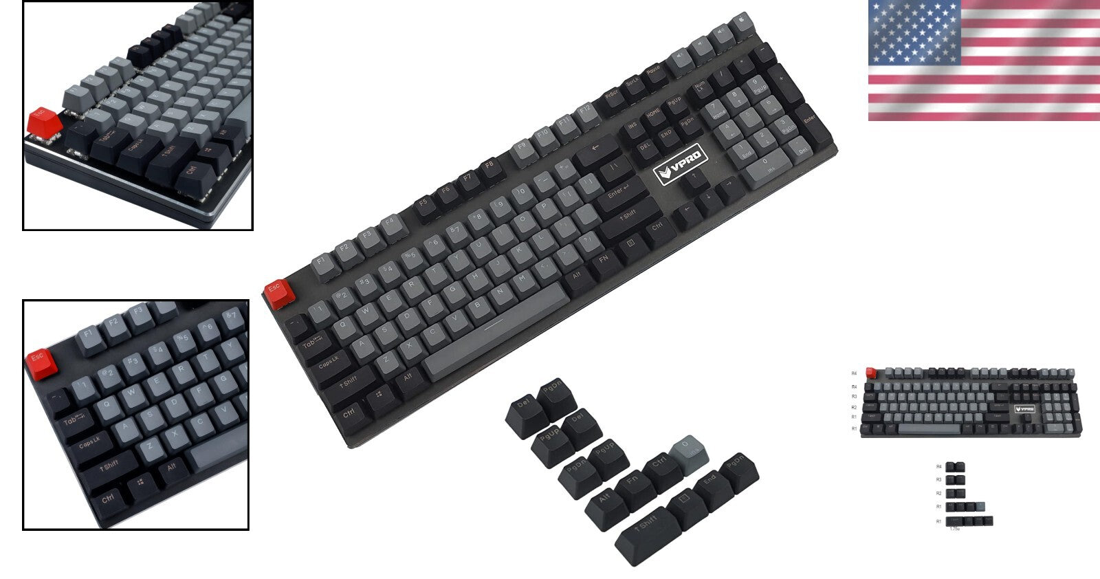 Waterproof Dolch 122 Key PBT Shine-Through Keycap Set for Mechanical Keyboards