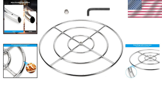 Premium 304 Stainless Steel Round Fire Ring - 443,000 BTU for Outdoor Enjoyment