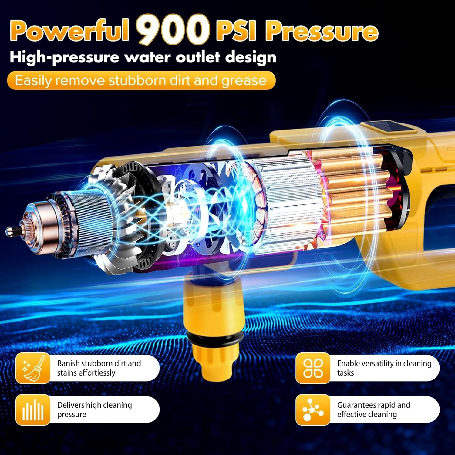 Lightweight Cordless Pressure Washer Gun - 900 PSI, Ideal for Cars and Gardens