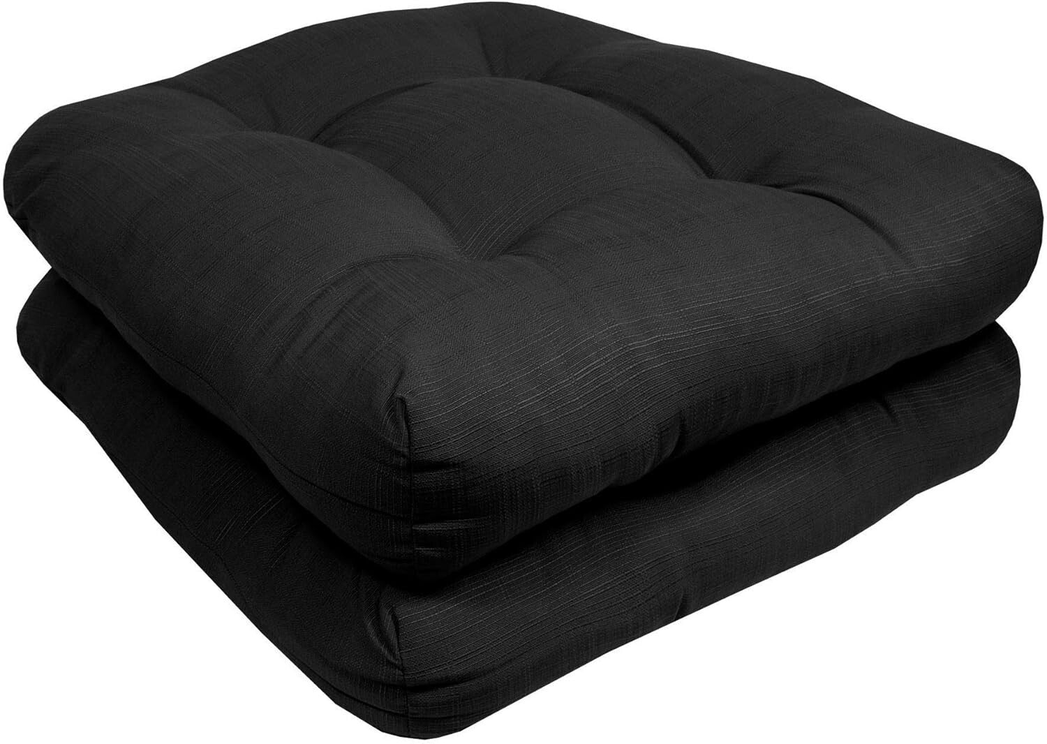 Premium Patio Chair Cushions, 19" x 19" Plush Black Pad Set - Indoor/Outdoor Use