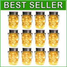 Load image into Gallery viewer, Eco-Friendly Solar-Powered Mason Jar Fairy Lights - 12 Waterproof Outdoor Decor