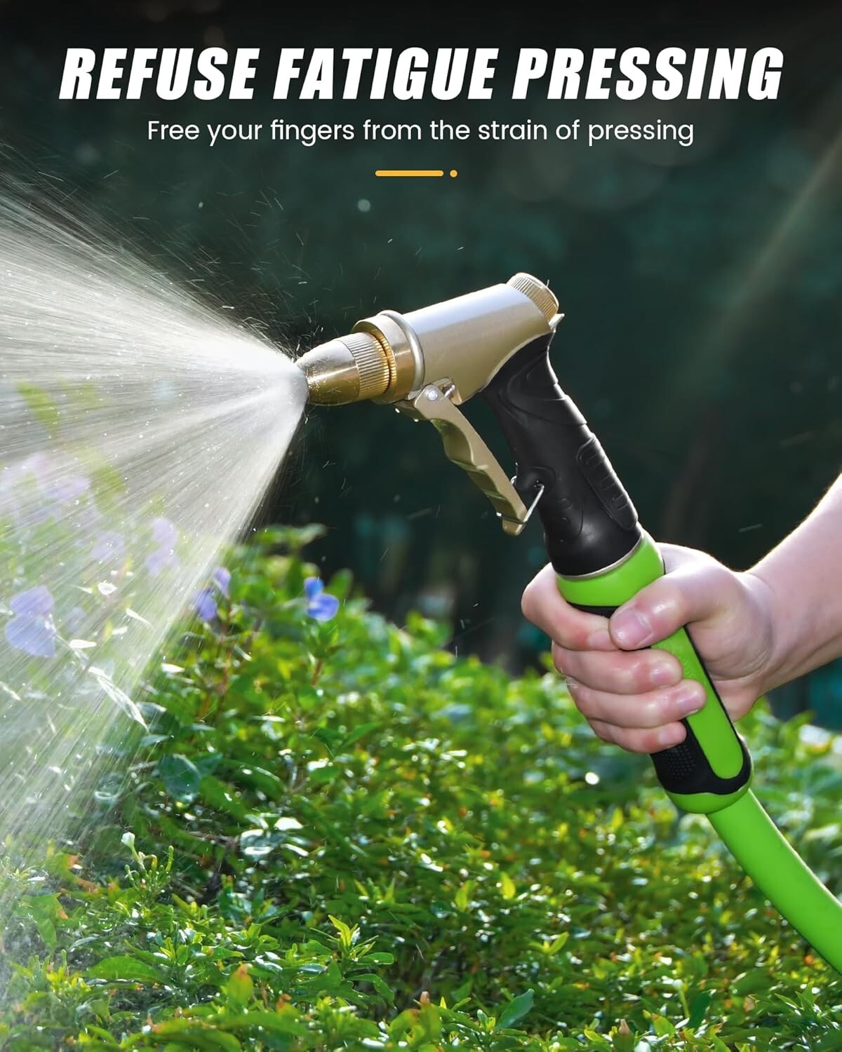 Durable Brass Garden Hose Nozzle - Adjustable Patterns for Cleaning & Watering
