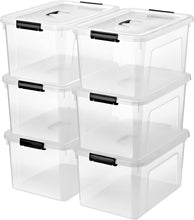 Load image into Gallery viewer, Durable 6-Pack 19 Quart Transparent Storage Bins with Handles for Easy Access