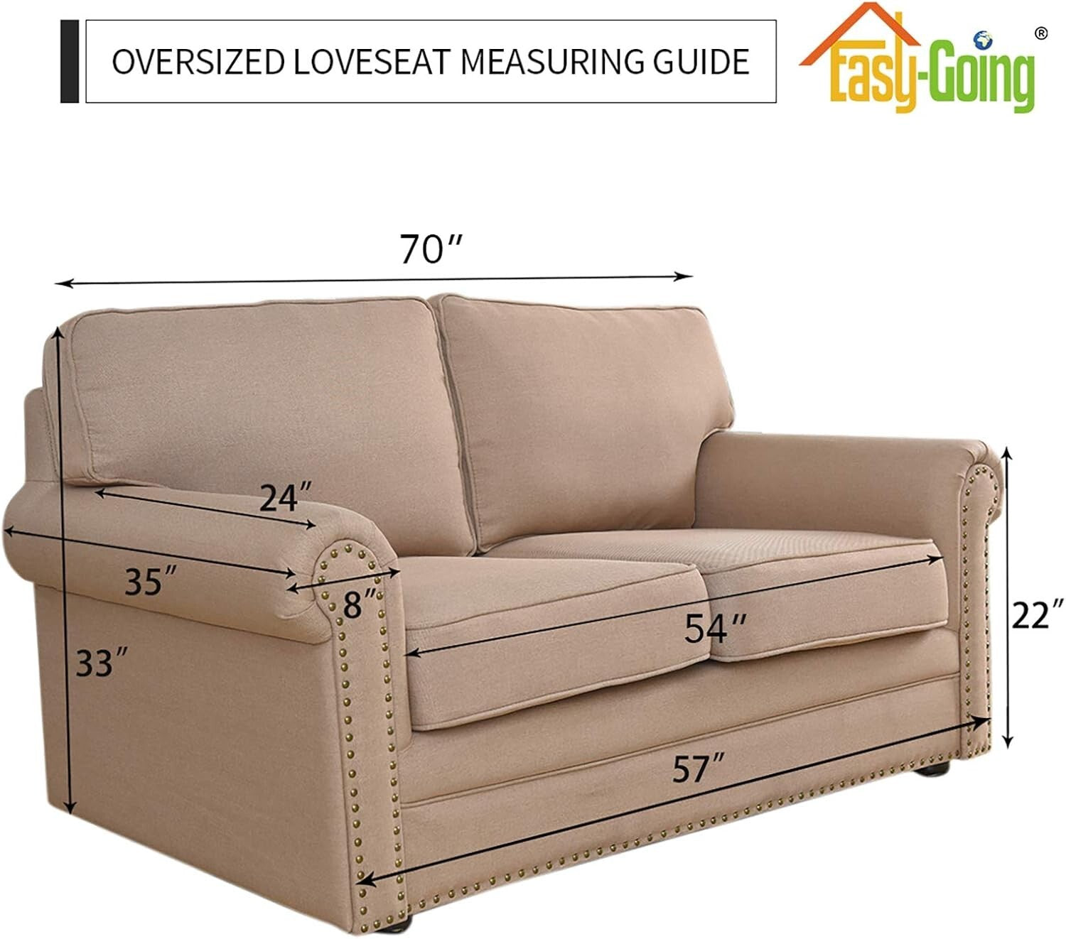 Soft Jacquard Loveseat Slipcover with Non-Slip Anchors - 80% Polyester Blend