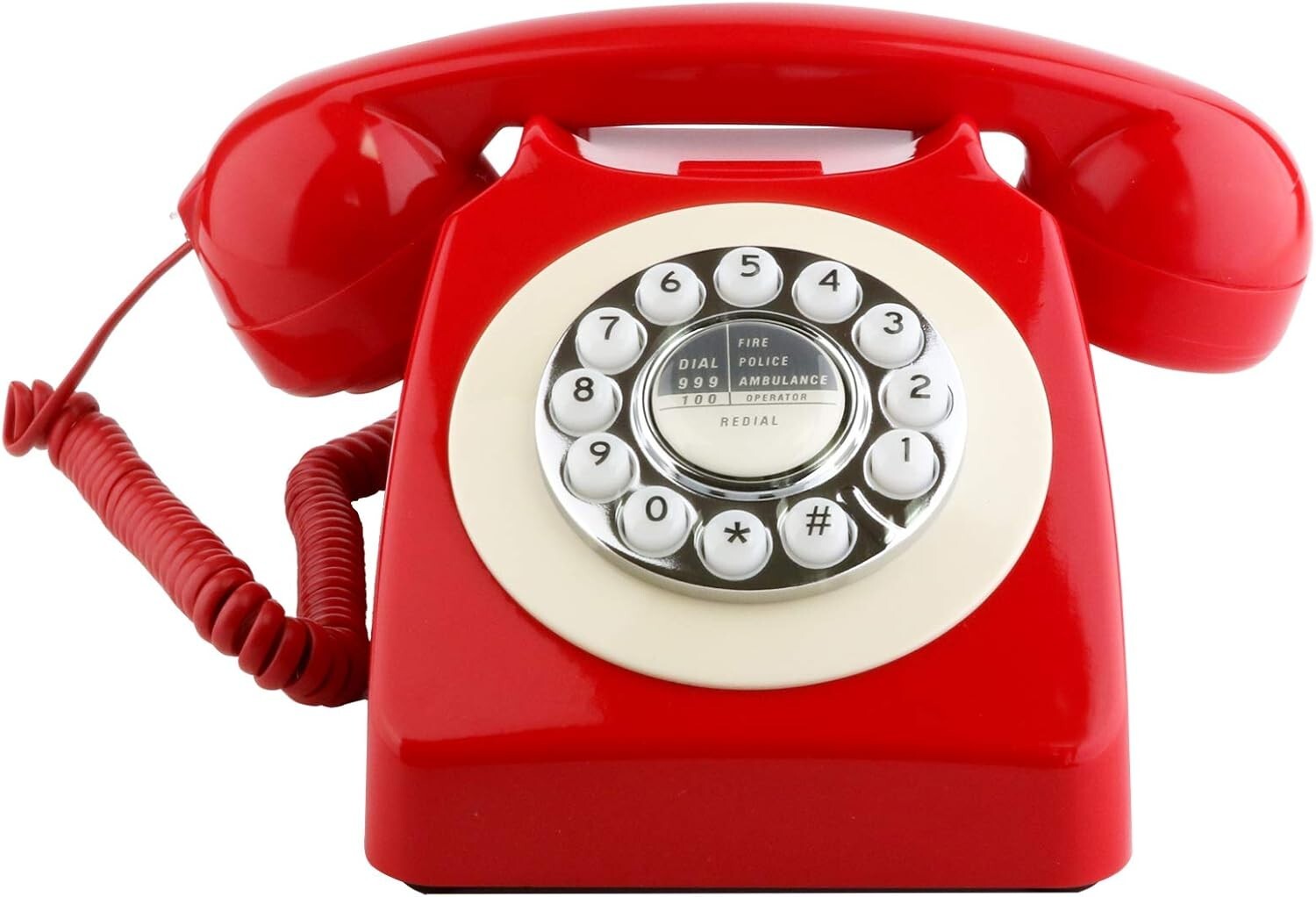 Classic Retro Corded Phone with Push-Button Dial - Perfect for Home or Office