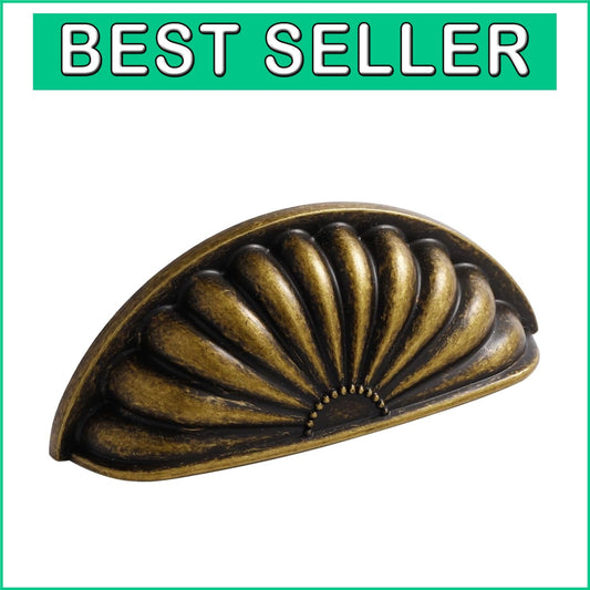 10 Pack Vintage Antique Brass Drawer Pulls for Kitchen & Bathroom Elegance